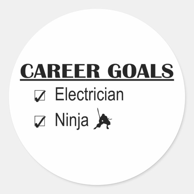 Sticker Rond Ninja Objectifs de carrière - Electricien (Devant)