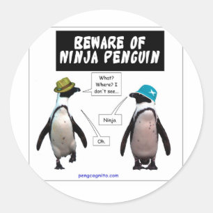 Sticker Rond Ninja penguin