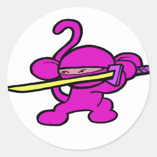Sticker Rond Ninja rose sur garde-sans mots (Devant)