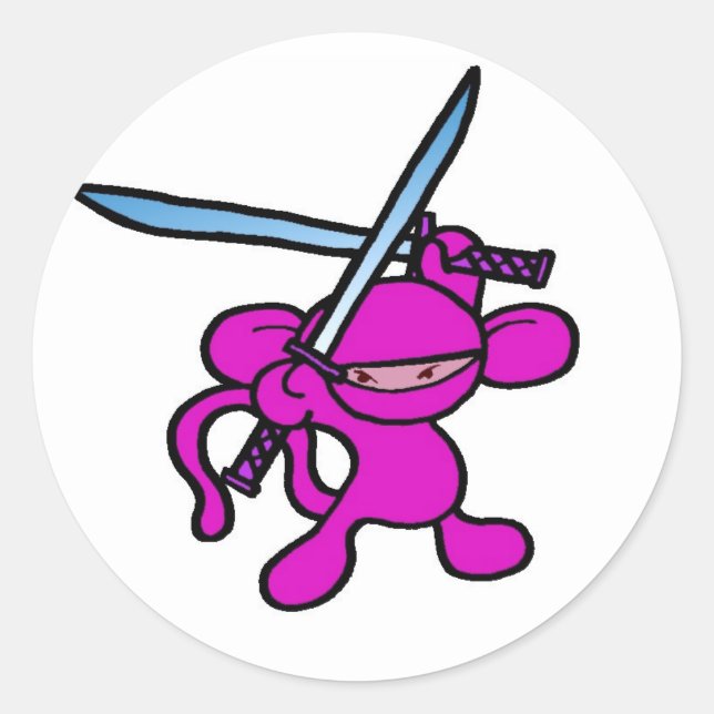 Sticker Rond Ninja rose sur tête - pas de mots (Devant)