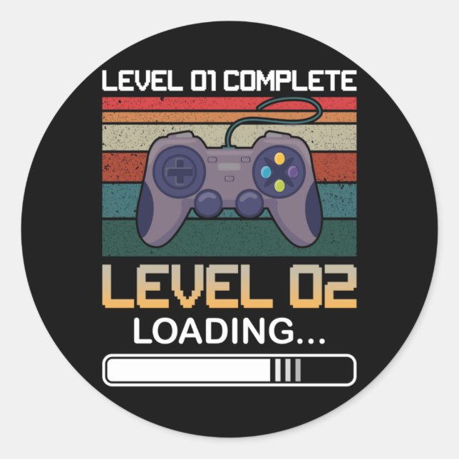 Sticker Rond Niveau 01 Niveau complet 02 | Jeu vidéo d'annivers (Devant)