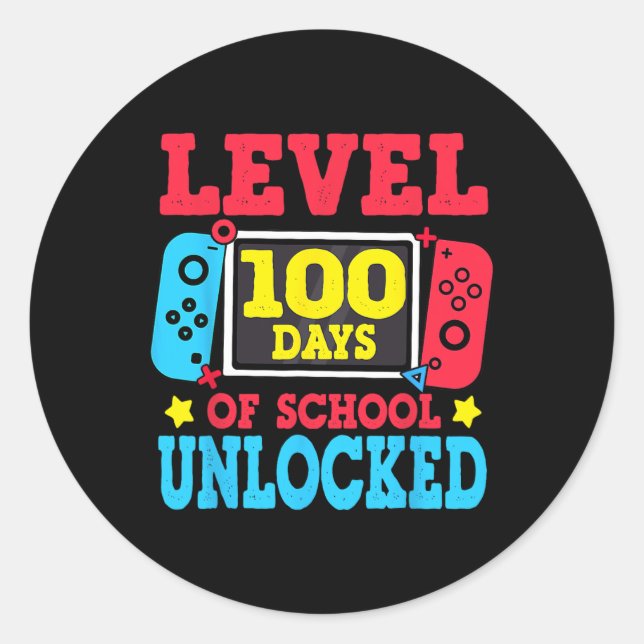 Sticker Rond Niveau 100 Jours De Jeux Vidéo De Gamer Déverrouil (Devant)