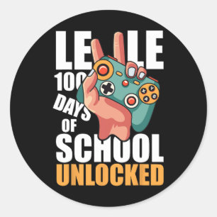 Sticker Rond Niveau 100 Jours De L'École Déverrouillé Jeux Vidé