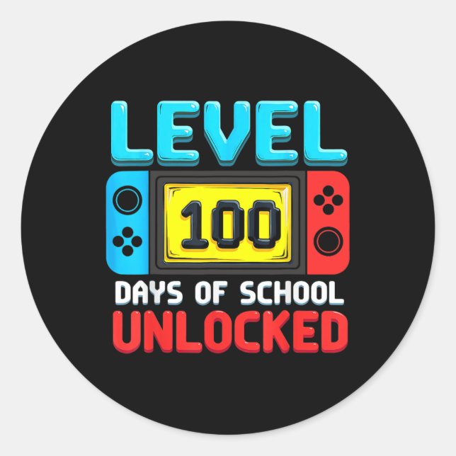 Sticker Rond Niveau 100 Jours De L'École Jeu Déverrouillé 100èm (Devant)