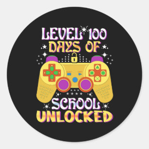 Sticker Rond Niveau 100 Jours D'école Débloqué Amusement Joueur