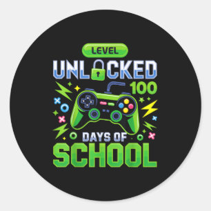 Sticker Rond Niveau 100 Jours D'école Débloqué Jeu Vidéo Drôle