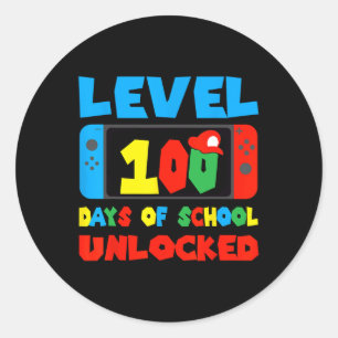 Sticker Rond Niveau 100 Jours D'école Débloqués Jeux Vidéo Garç