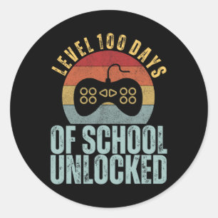 Sticker Rond Niveau 100 Jours D'École Déverrouillé 100E Jour De