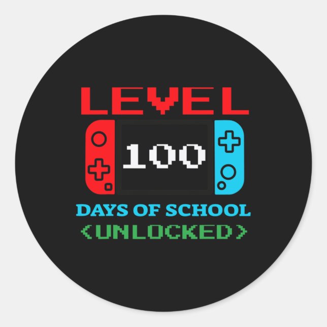 Sticker Rond Niveau 100 Jours D'École Déverrouillé 3 (Devant)