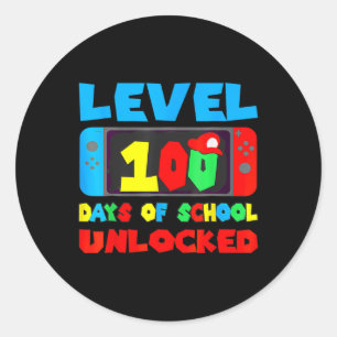 Sticker Rond Niveau 100 Jours D'École Déverrouillé Garçons Game