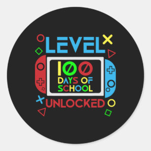 Sticker Rond Niveau 100 Jours D'École Jeux Vidéo Déverrouillés