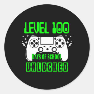 Sticker Rond Niveau 100 Jours D'École Jeux Vidéo Déverrouillés 