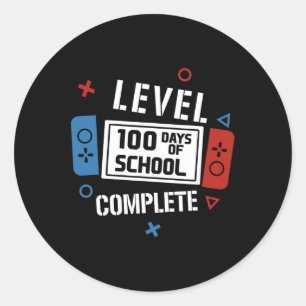 Sticker Rond Niveau 100 Jours D'École Jeux Vidéos Complets Garç