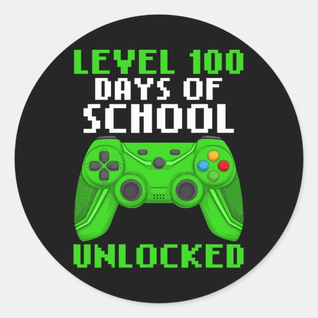 Sticker Rond Niveau 100 Jours D'École Terminé Gaming Controll (Devant)