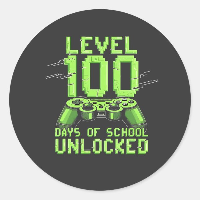 Sticker Rond Niveau 100e Jours de l'école de jeu déverrouillé (Devant)