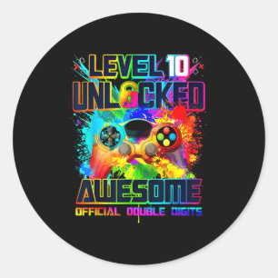 Sticker Rond Niveau 10 Débloqué Anniversaire de garçon de jeu i