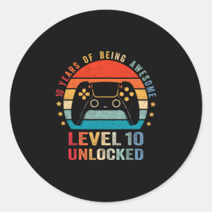 Sticker Rond Niveau 10 Débloqué Chemise Drôle de Joueur Vidéo 1