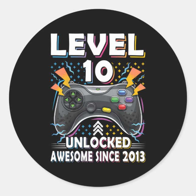 Sticker Rond Niveau 10 Jeu vidéo déverrouillé 10E Jeu (Devant)