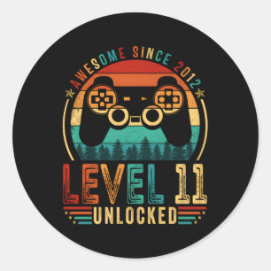 Sticker Rond Niveau 11 Gamer déverrouillé 11 11E Fils Anniversa