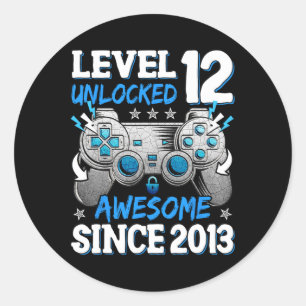 Sticker Rond Niveau 12 Débloqué Incroyable Depuis 2014 Annivers