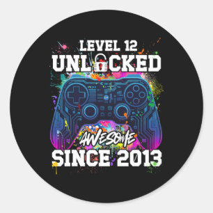 Sticker Rond Niveau 12 Débloqué Incroyable Depuis Anniversaire