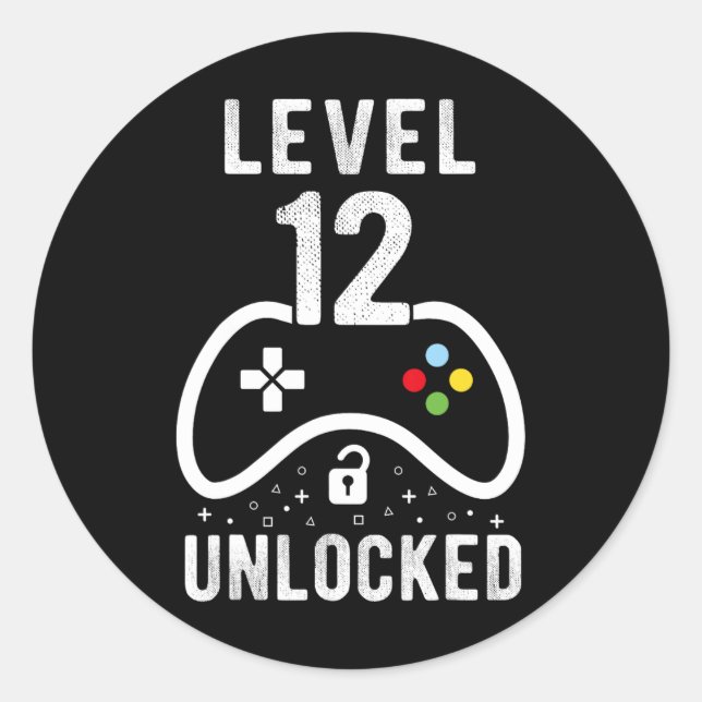 Sticker Rond Niveau 12 Jeu vidéo non bloqué (Devant)