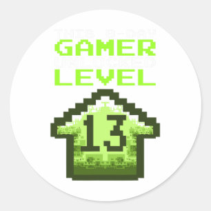 Sticker Rond Niveau 13 Déverrouillé Anniversaire Jeu vidéo 13èm