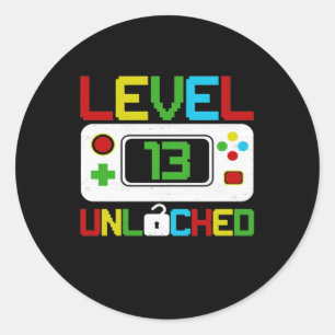 Sticker Rond Niveau 13 Jeu vidéo déverrouillé 10e cadeau d'a