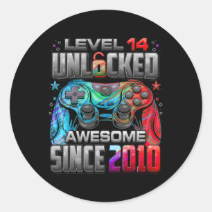 Sticker Rond Niveau 14 Débloqué Incroyable Depuis Anniversaire