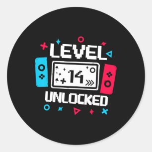 Sticker Rond Niveau 14 Joueur déverrouillé 14e Anniversaire Vid