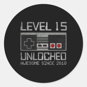 Sticker Rond Niveau 15 Débloqué 15e Anniversaire Vidéo de 15 An