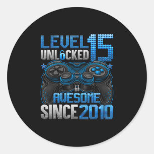 Sticker Rond Niveau 15 Débloqué Cadeaux Garçons 15 Ans 15e Anni