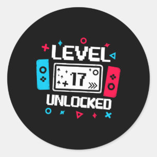 Sticker Rond Niveau 17 Joueur déverrouillé 17e anniversaire Cad