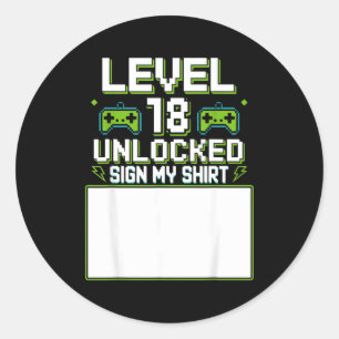Sticker Rond Niveau 18 débloqué signe mon 18ème anniversaire ga