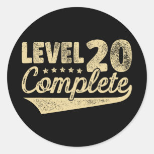 Sticker Rond Niveau 20 Anniversaire de Mariage Vintage 20 ans c