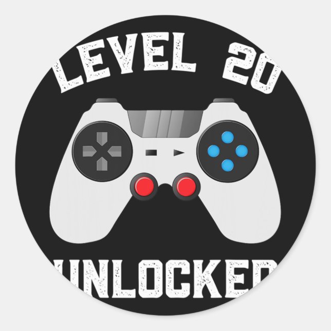 Sticker Rond Niveau 20 Déverrouillé Funny 20e anniversaire de M (Devant)