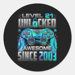 Sticker Rond Niveau 21 débloqué Incroyable depuis le 21e annive