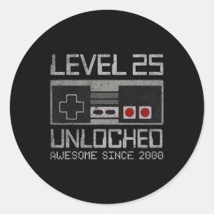 Sticker Rond Niveau 25 débloqué Vidéo d'anniversaire 25 ans 25