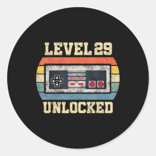 Sticker Rond Niveau 29 Débloqué Cadeau 29 Ans Drôle Gamer 29e