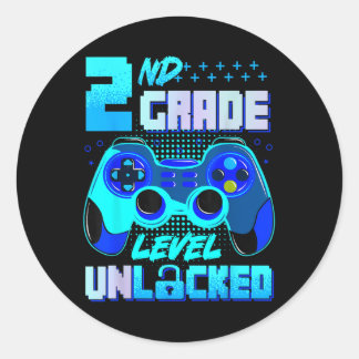 Sticker Rond Niveau 2e année débloqué Gamer garçons enfants pre
