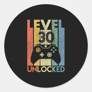 Sticker Rond Niveau 30 Débloqué Drôle de joueur vidéo 30e anniv