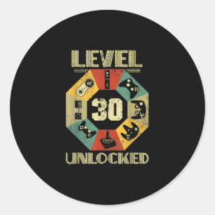 Sticker Rond Niveau 30 Débloqué Joueur de jeux vidéo 30e annive