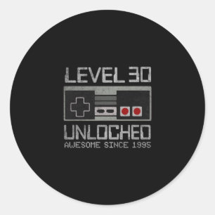 Sticker Rond Niveau 30 Débloqué Vidéo Anniversaire 30 ans 30 An