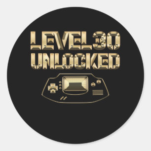 Sticker Rond Niveau 30 Déverrouillé Gamepad Vintage 30e anniv