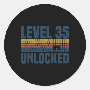 Sticker Rond Niveau 35 Débloqué 35e Anniversaire 35 Ans Vidéo
