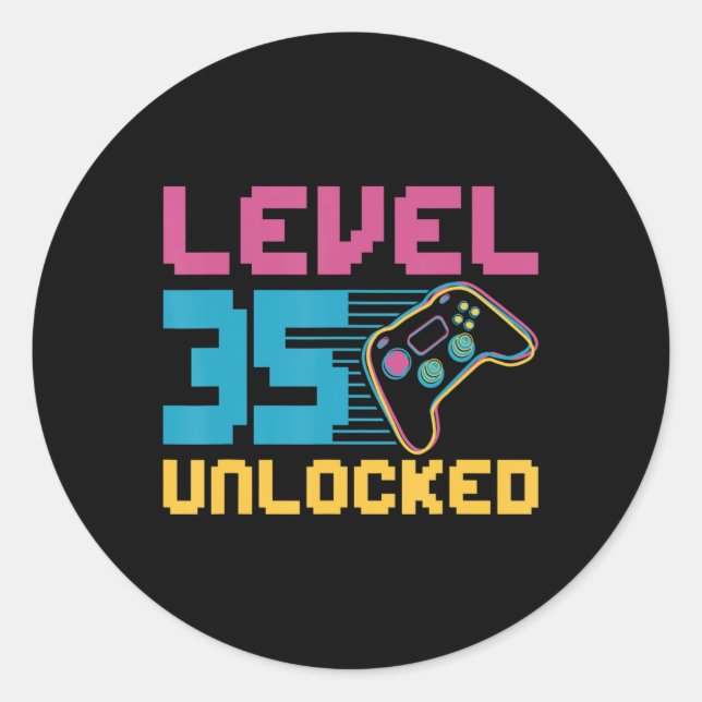 Sticker Rond Niveau 35 déverrouillé Jeu Anniversaire (Devant)