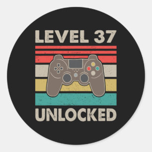 Sticker Rond Niveau 37 Débloqué - Cadeau d'anniversaire 37 ans