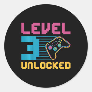 Sticker Rond Niveau 3 Jeu déverrouillé Anniversaire