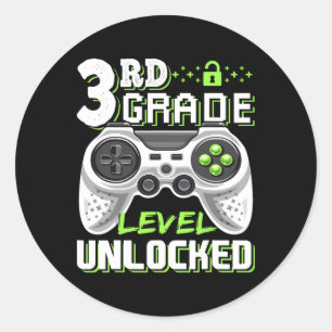 Sticker Rond Niveau 3e année Débloqué Jeu Vidéo Ck À l'école B