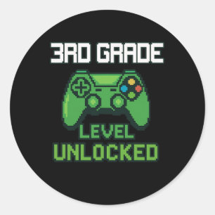 Sticker Rond Niveau 3e débloqué Gamer Ck pour écolier garçons G